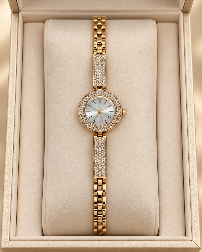 Celeste Crystal Pavé Gold Jewellery Watch