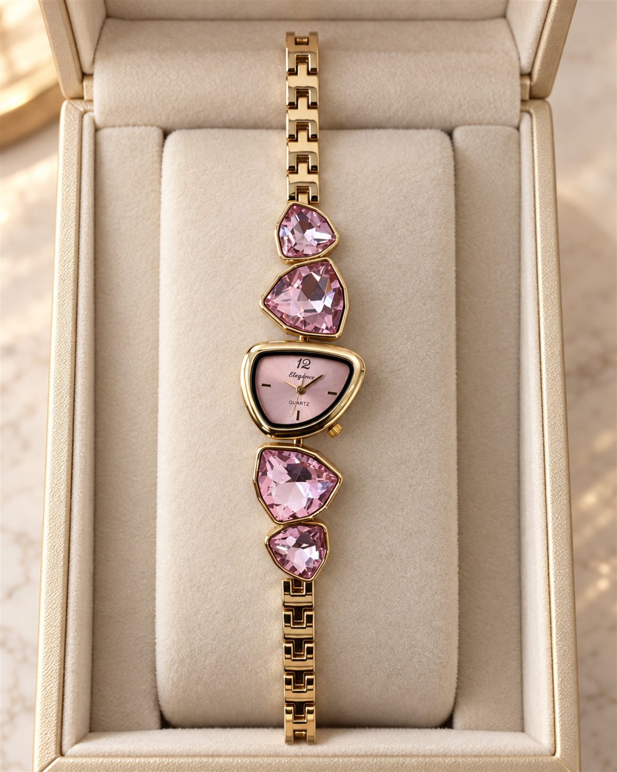 Blush Prism Crystal Gold Jewellery Watch