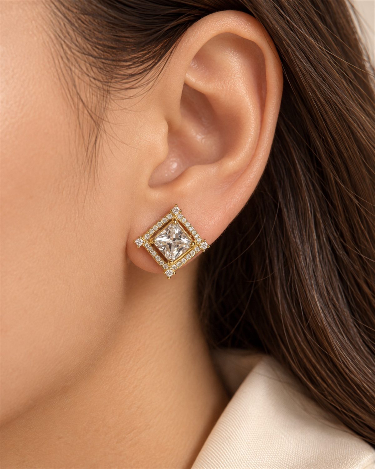 Crystal Radiance Square Stud Earrings