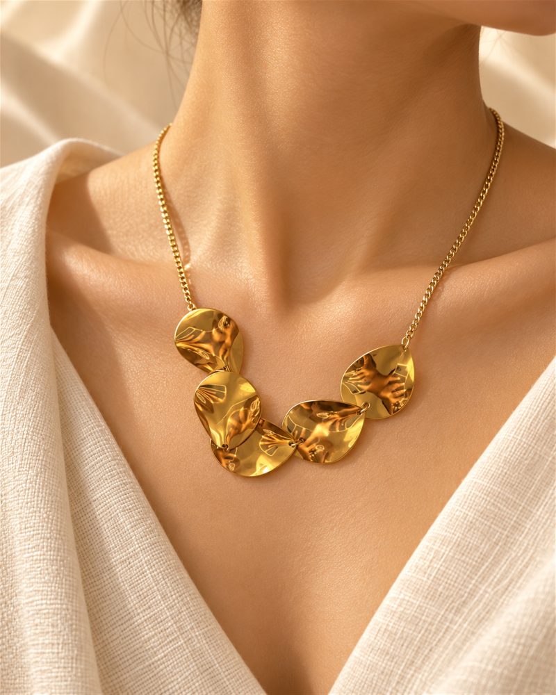 Sculpted Petal Gold-Tone Necklace
