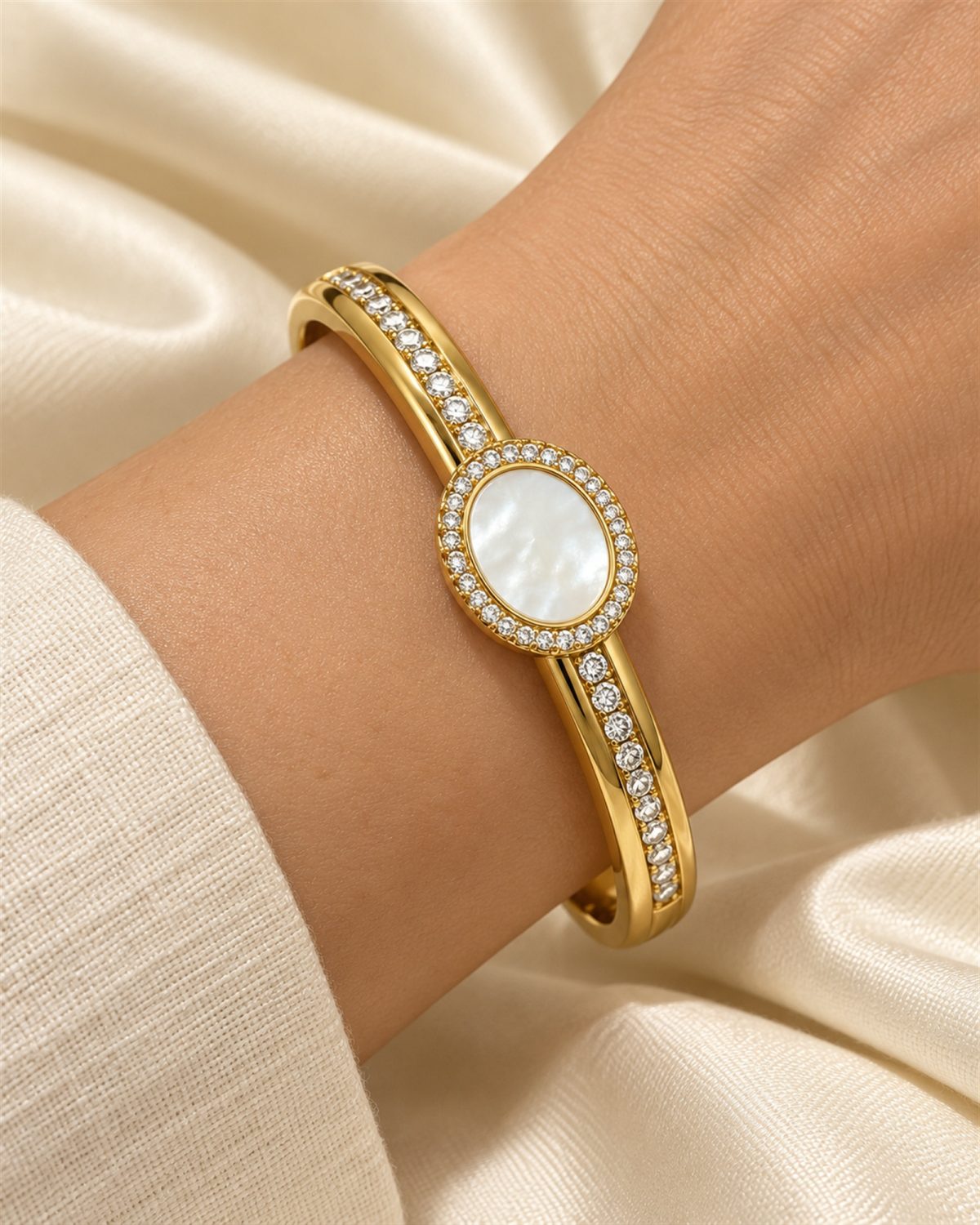 White Oval Halo Bracelet