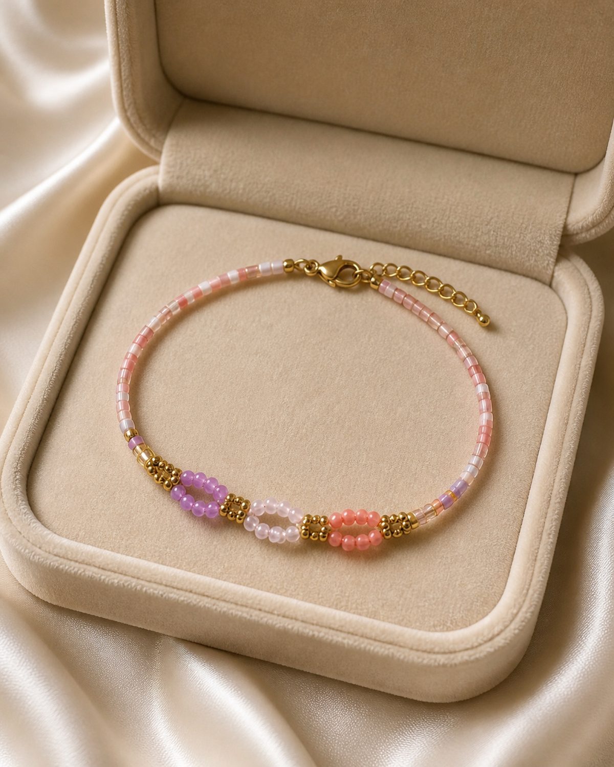 Pastel Triple Loop Beaded Bracelet