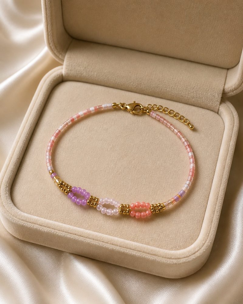 Pastel Triple Loop Beaded Bracelet