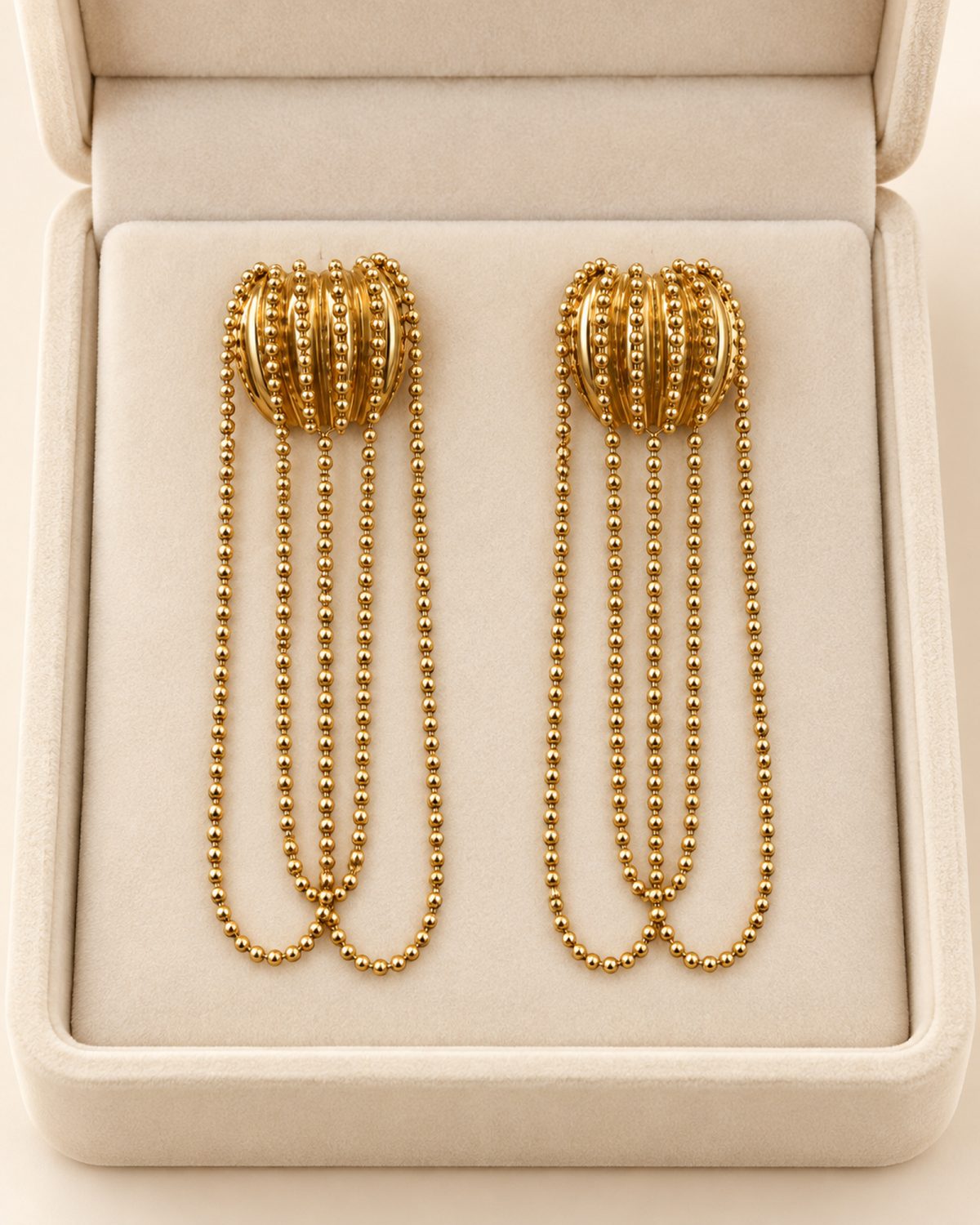 Golden Draped Chain Earrings