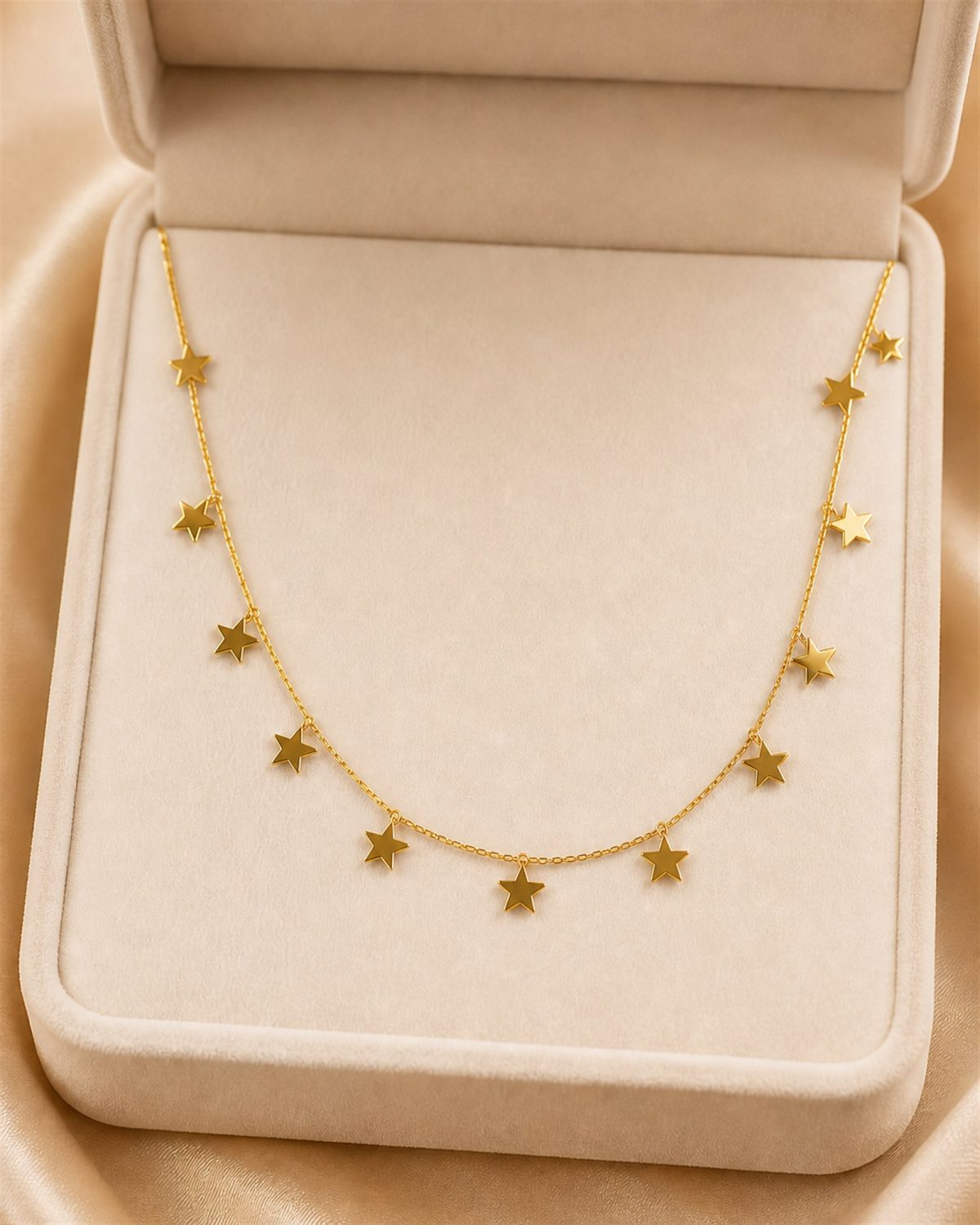 Golden Falling Stars Charm Necklace