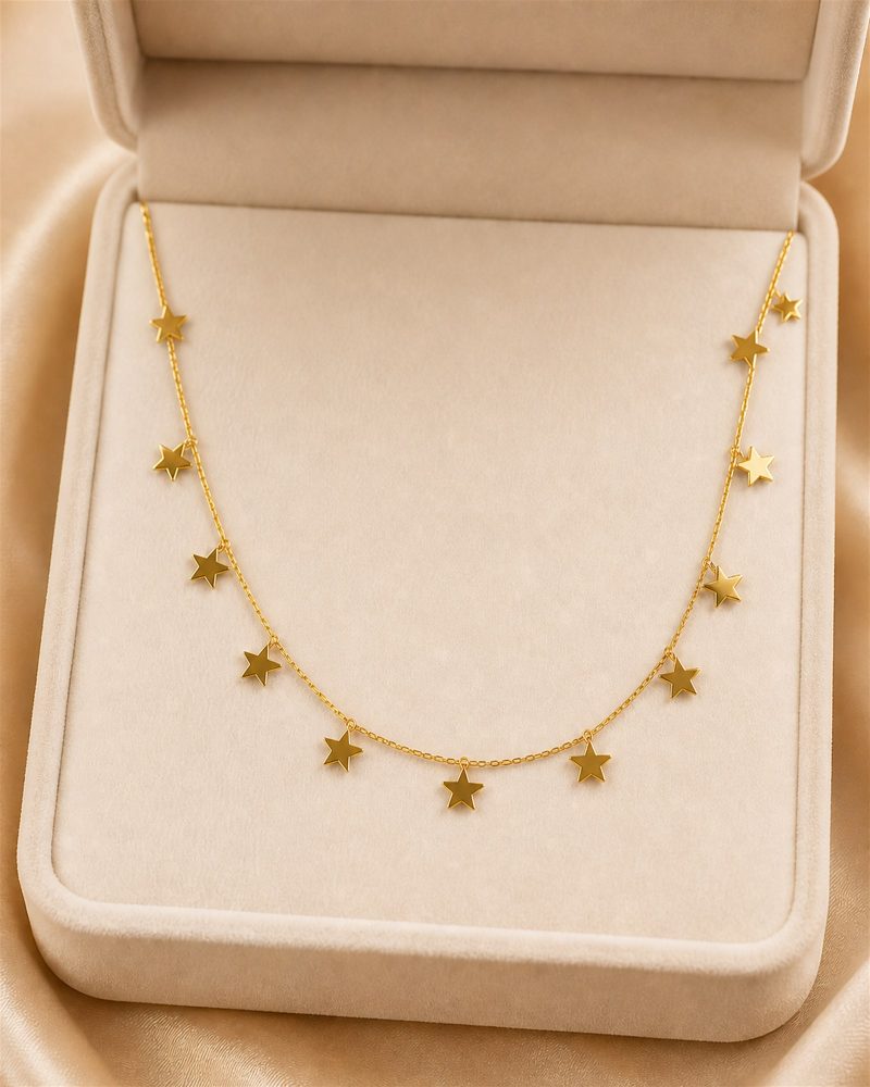 Golden Falling Stars Charm Necklace