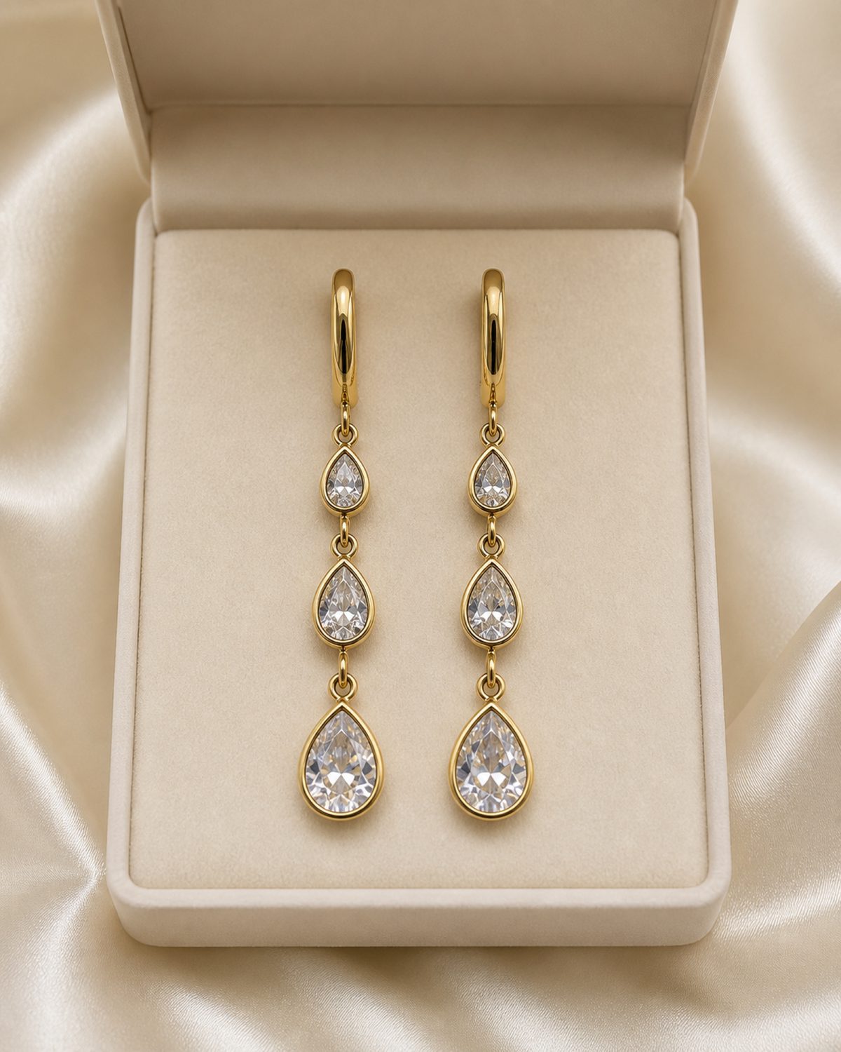 Cascading Pear Crystal Drop Earrings