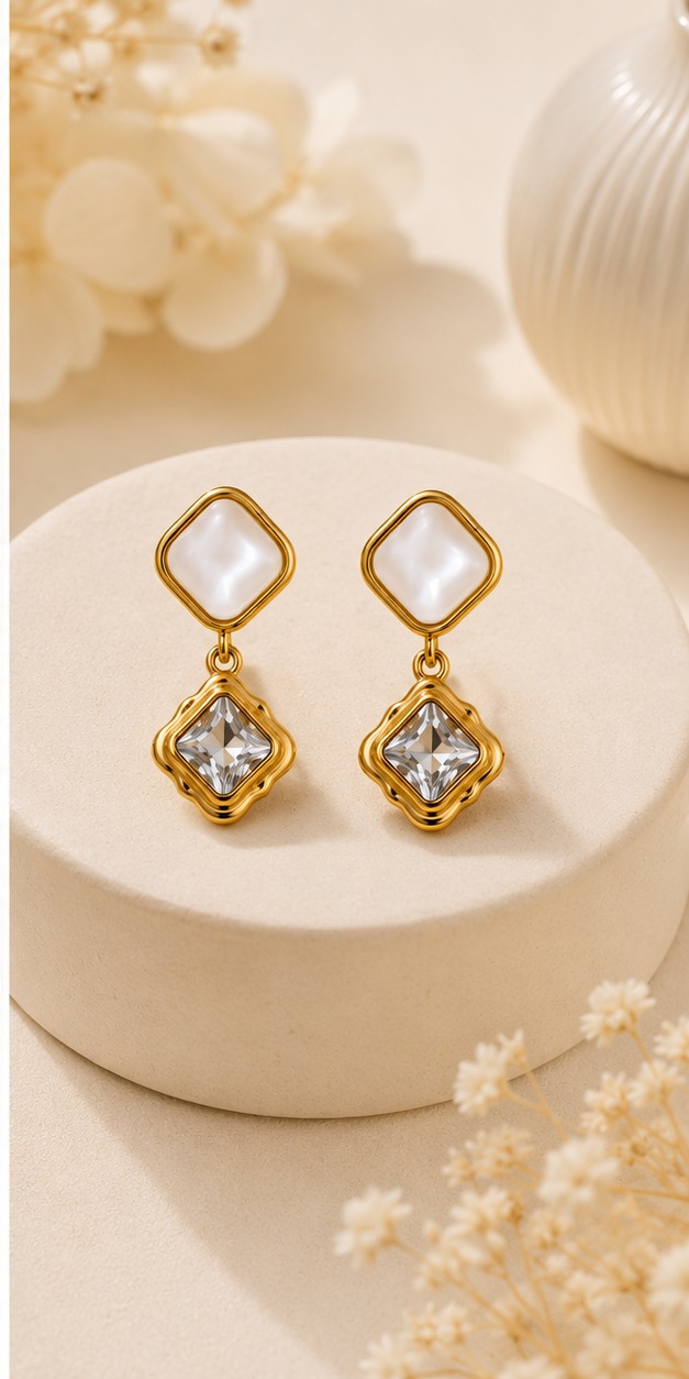 Pearl & Crystal Drop Earrings