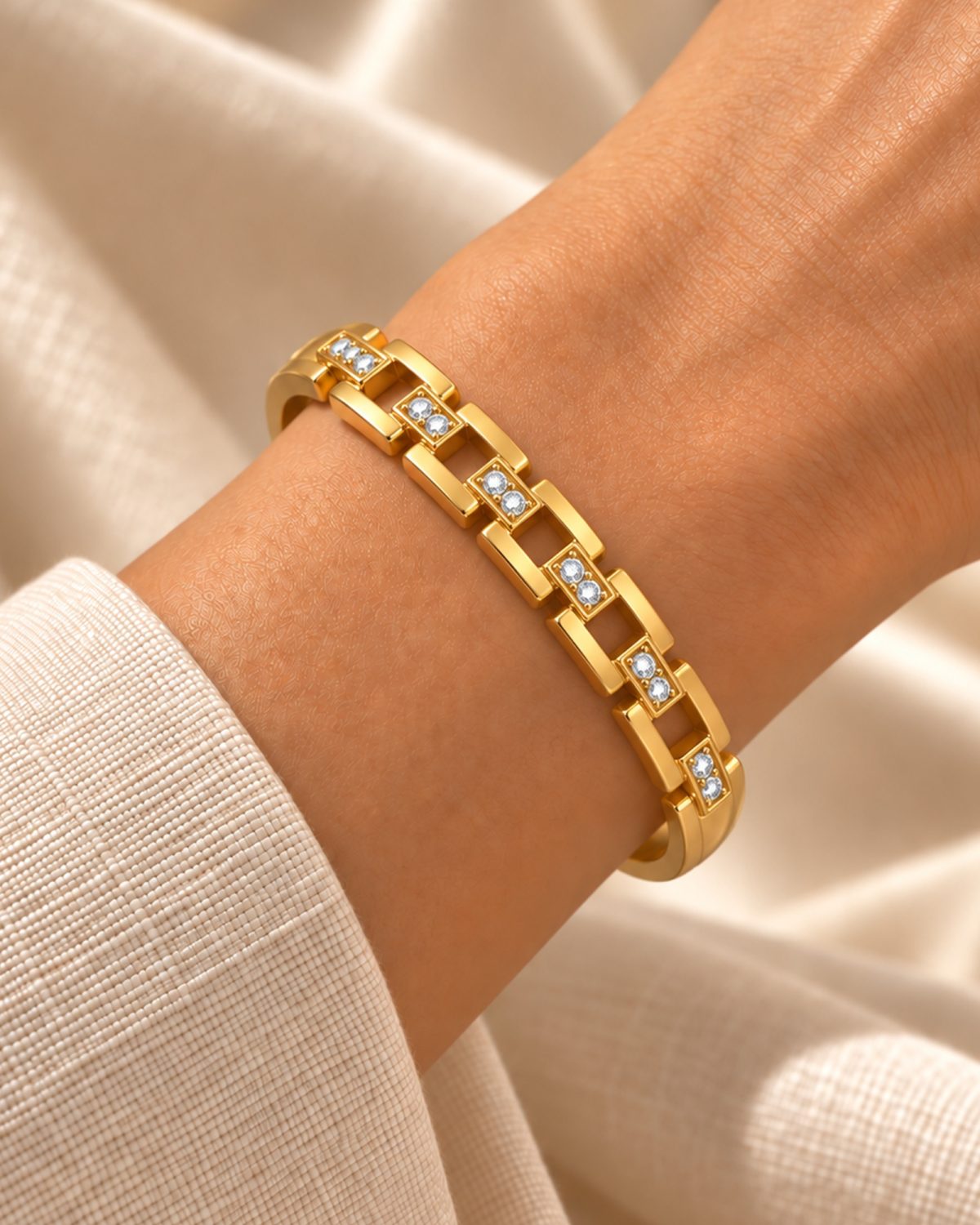 Rectangular Link Gold-Tone Bangle