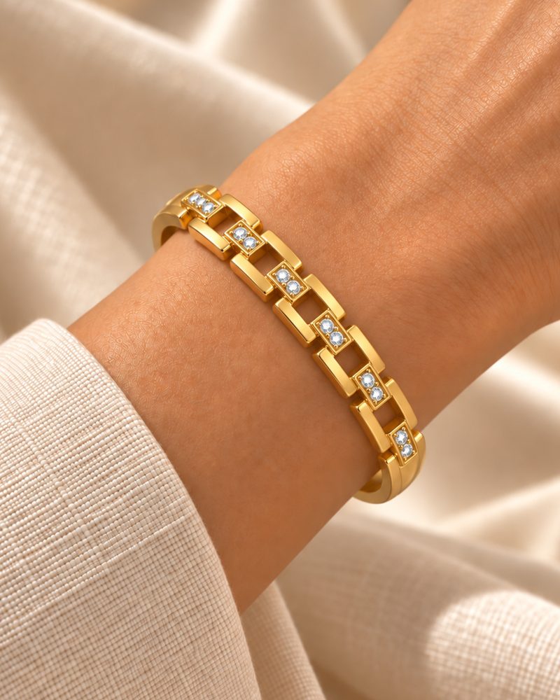 Rectangular Link Gold-Tone Bangle