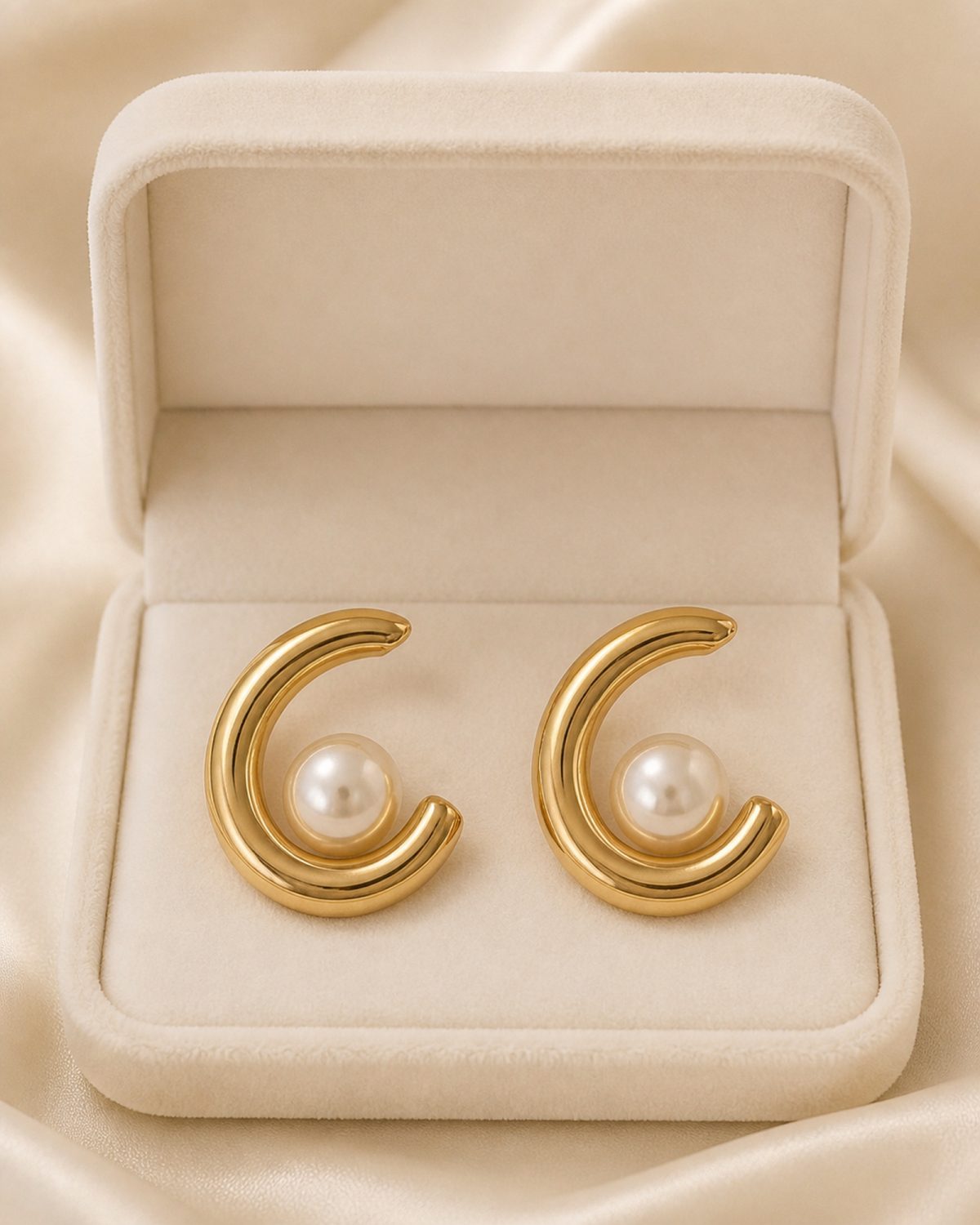 Luna Pearl C-Hoop Earrings