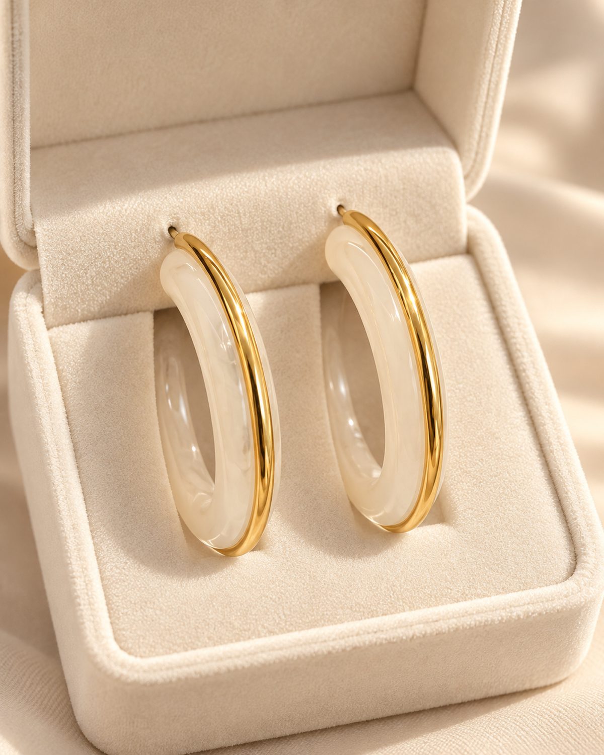 Ivory Glow Oval Hoop Earrings