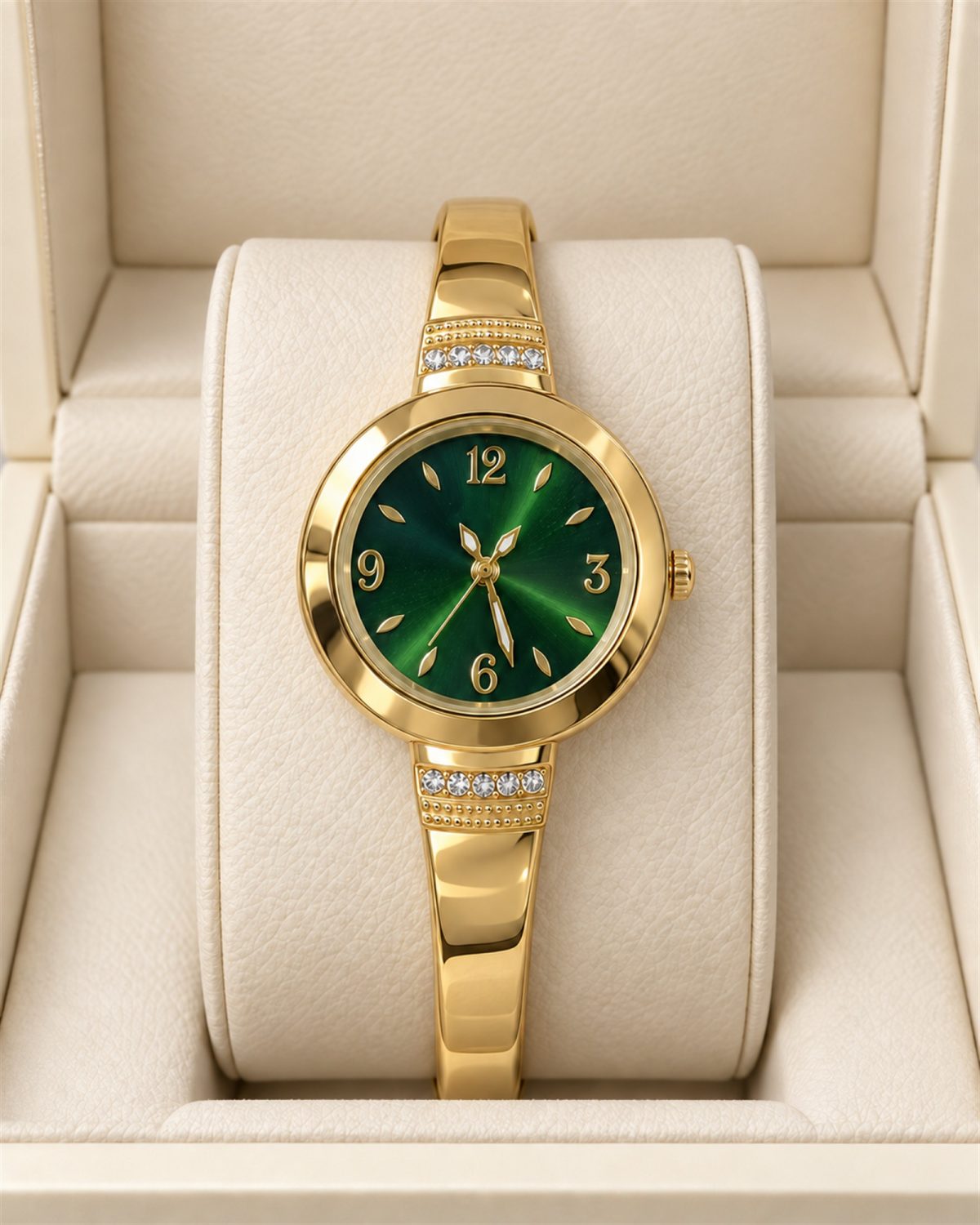 Emerald Radiance Crystal Bangle Watch