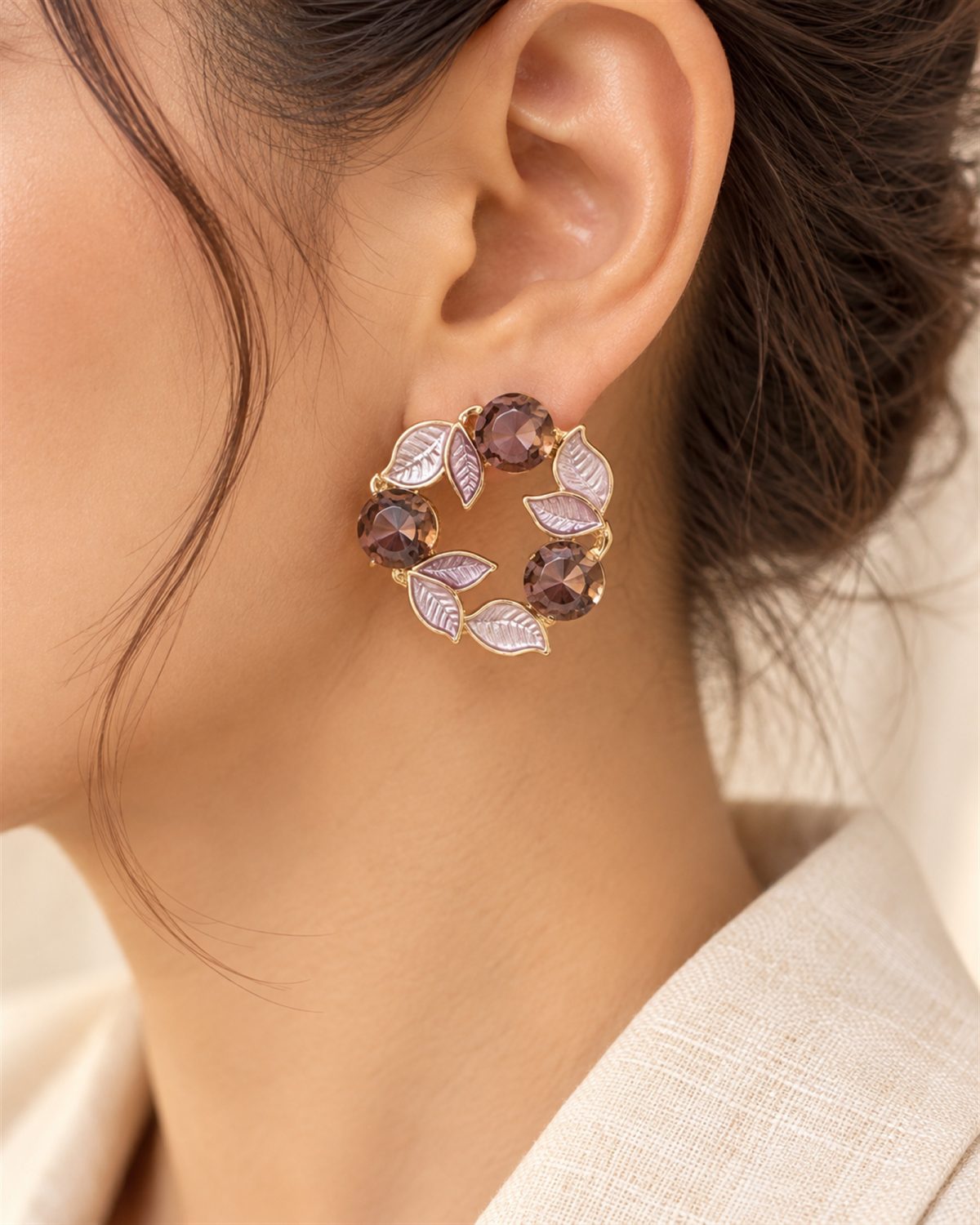 Smoky Leaf Wreath Earrings