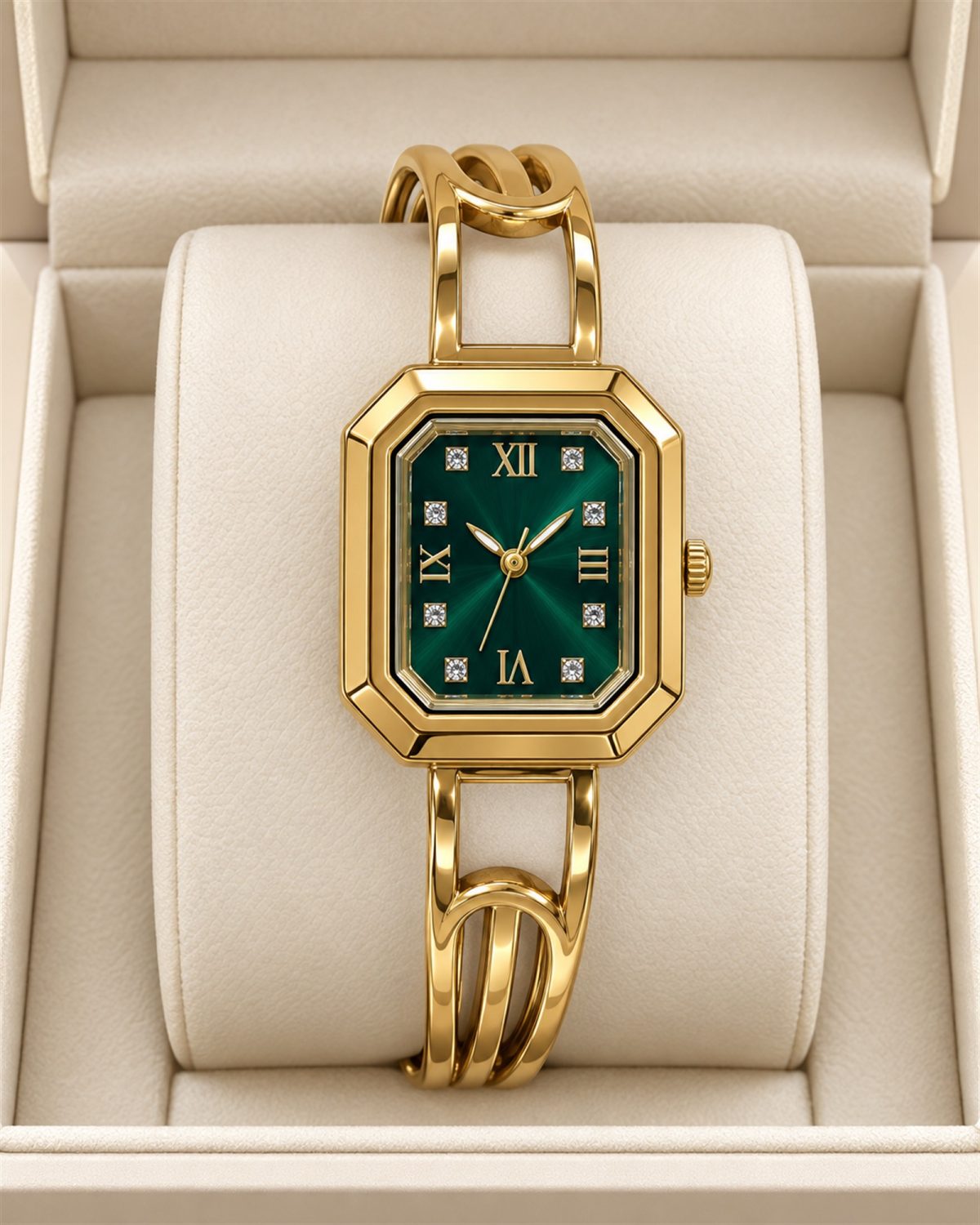 Emerald Royale Multi-Rail Bangle Watch