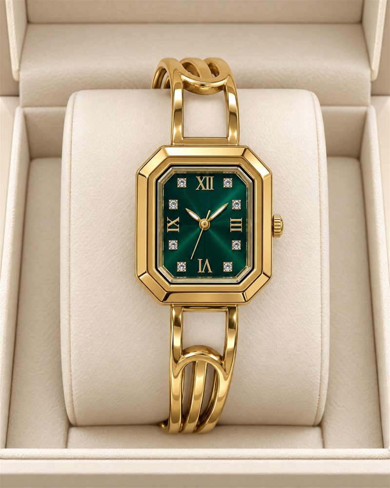 Emerald Royale Multi-Rail Bangle Watch