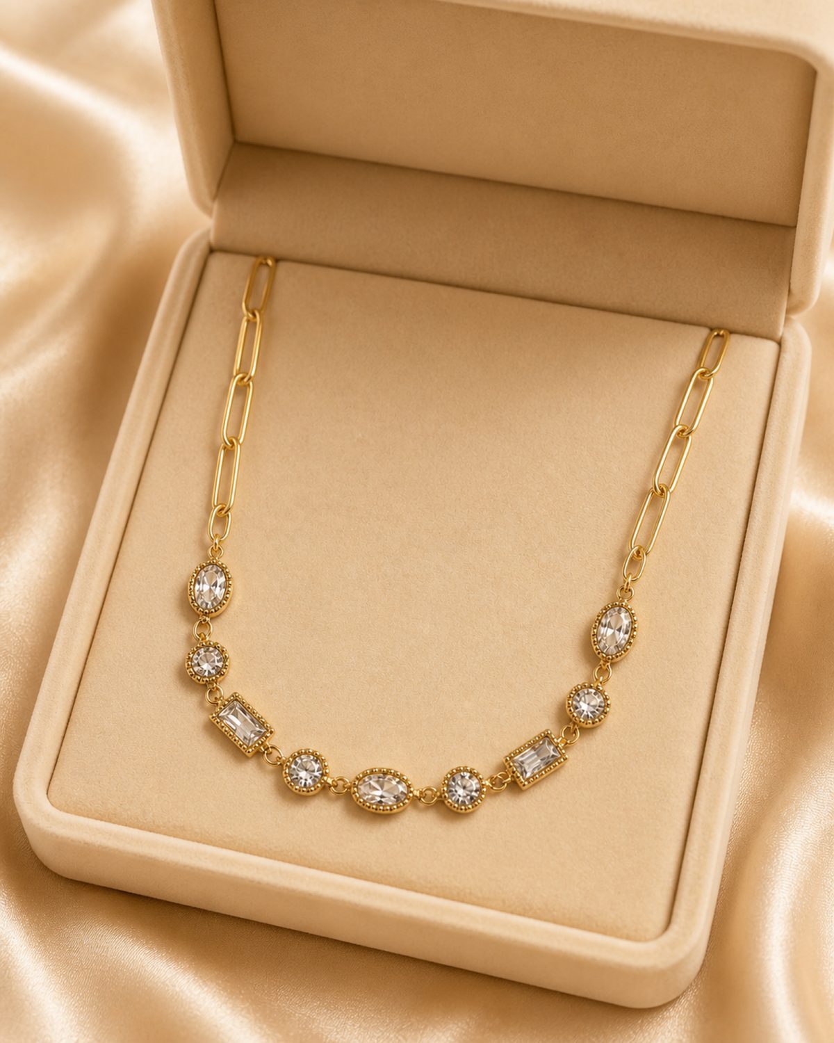 Crystal Elegance Paperclip Necklace