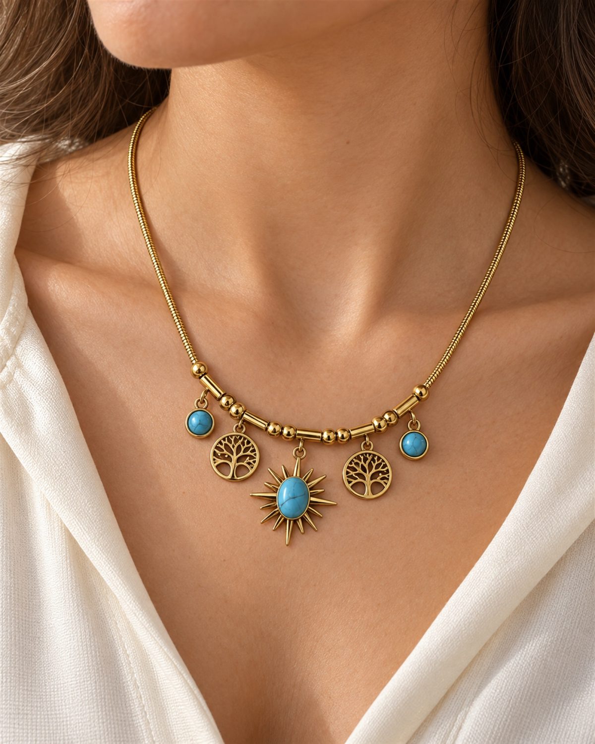 Blue Sunshine Charm Necklace