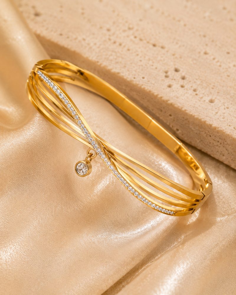 Golden Infinity Wave Bangle