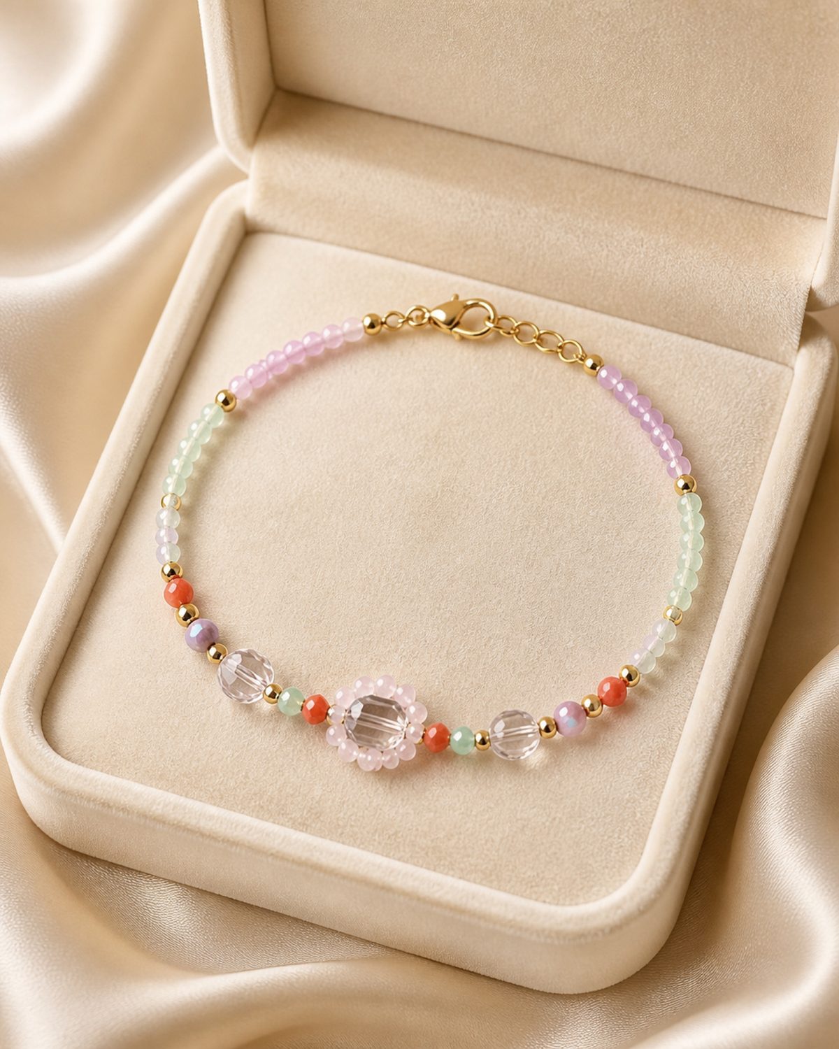 Pastel Crystal Halo Beaded Bracelet