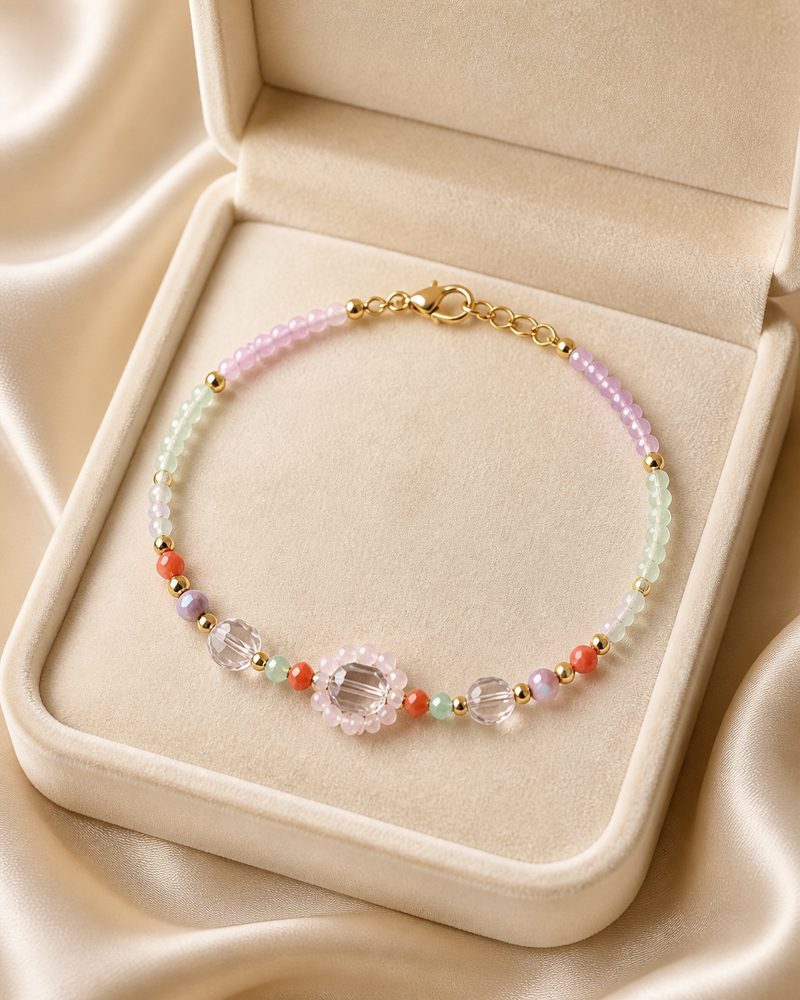 Pastel Crystal Halo Beaded Bracelet
