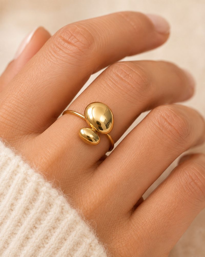 Double Pebble Adjustable Ring