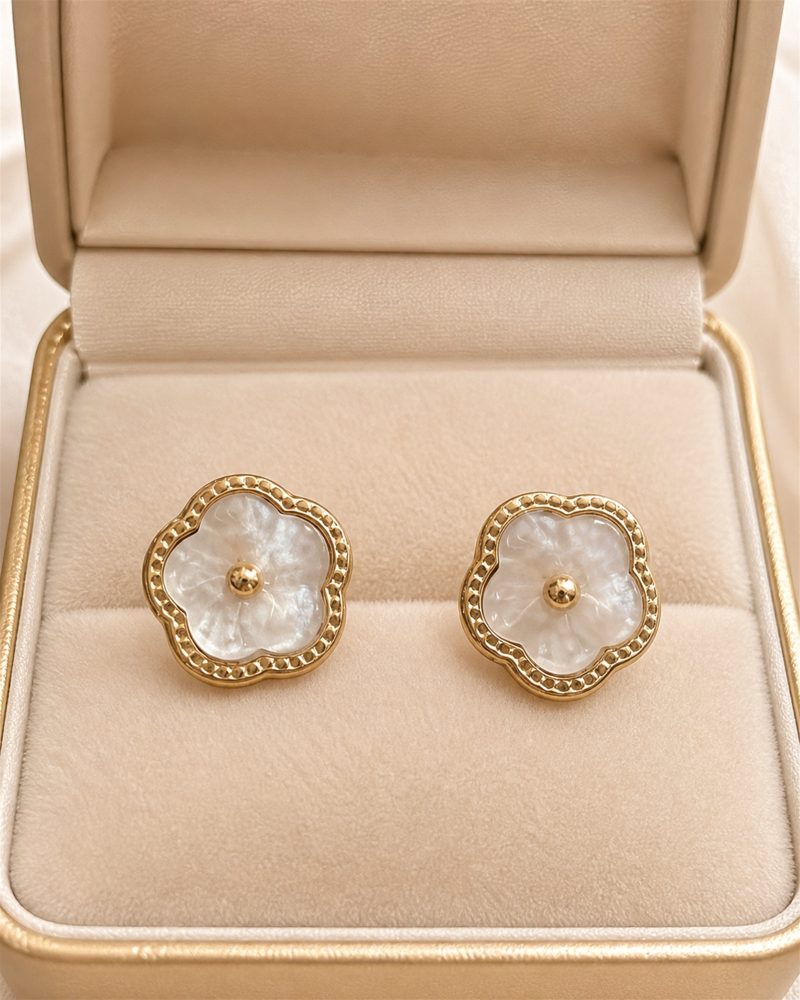 Aurelia Mother-of-Pearl Flower Stud Earrings
