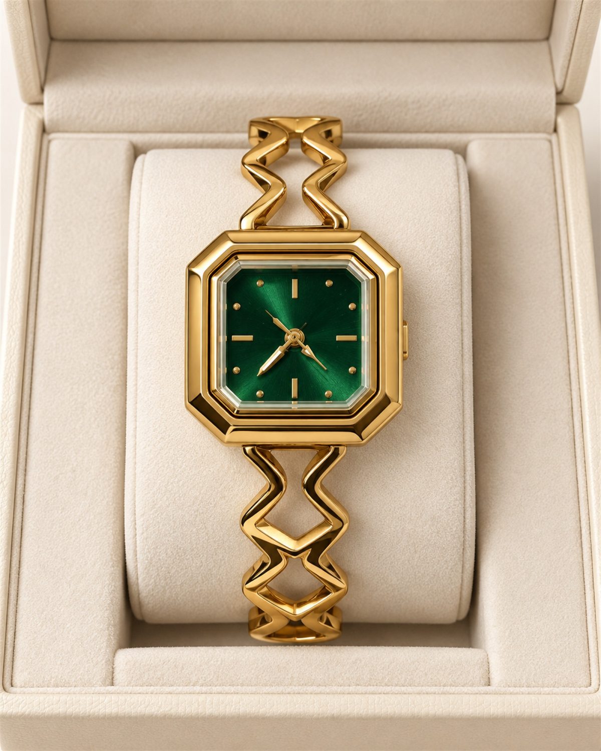 Emerald Luxe Geometric Link Watch