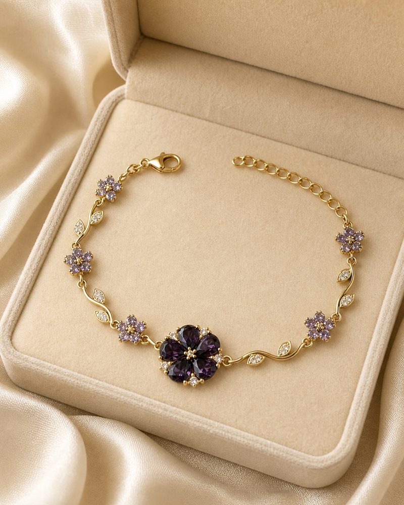 Midnight Plum Crystal Vine Bracelet