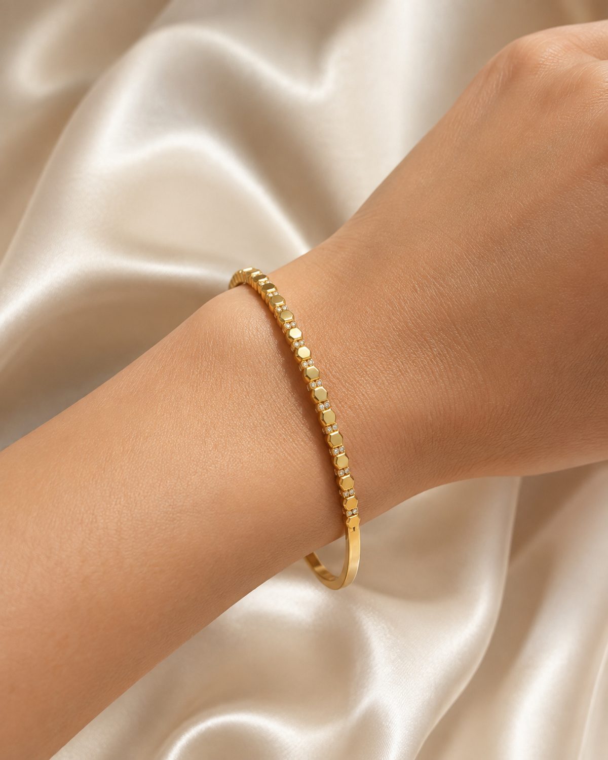 Faceted Gold Double Crystal Bangle