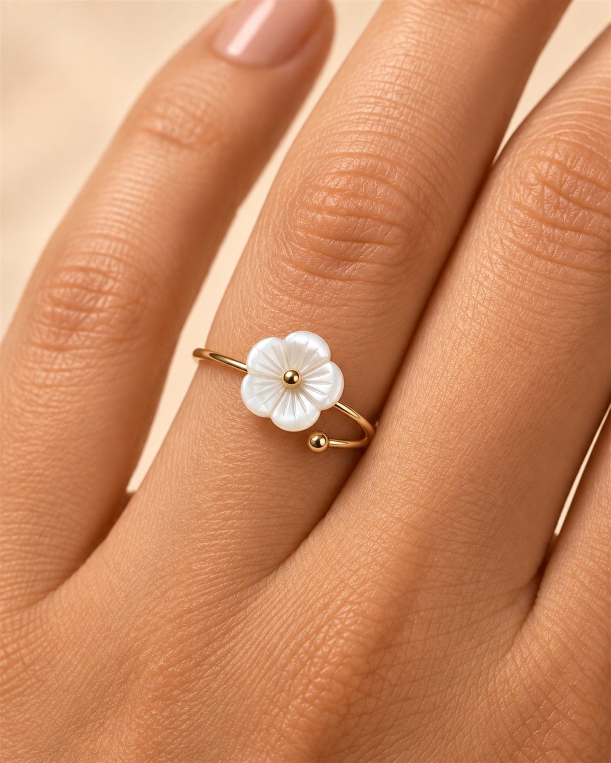 Pearl Blossom Adjustable Ring