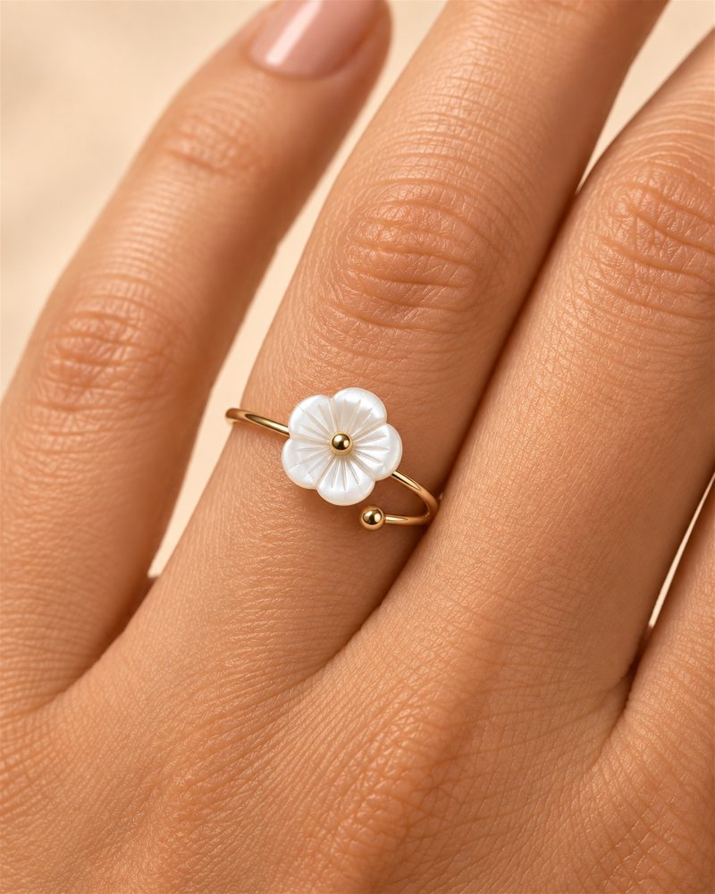 Pearl Blossom Adjustable Ring