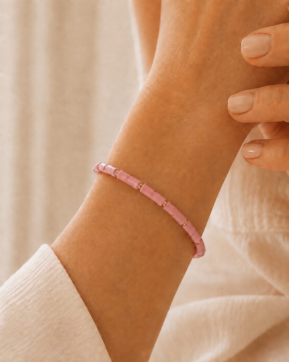 Dusty Pink Bamboo Bracelet