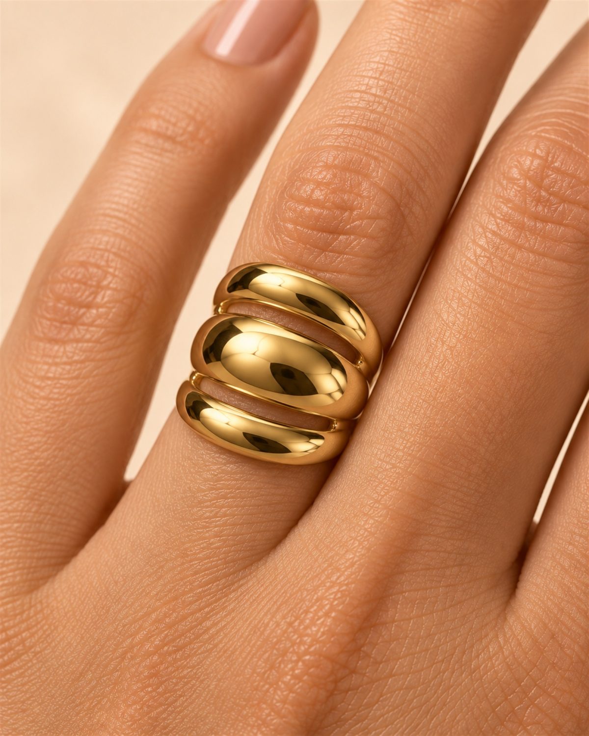 Golden Trio Dome Adjustable Ring