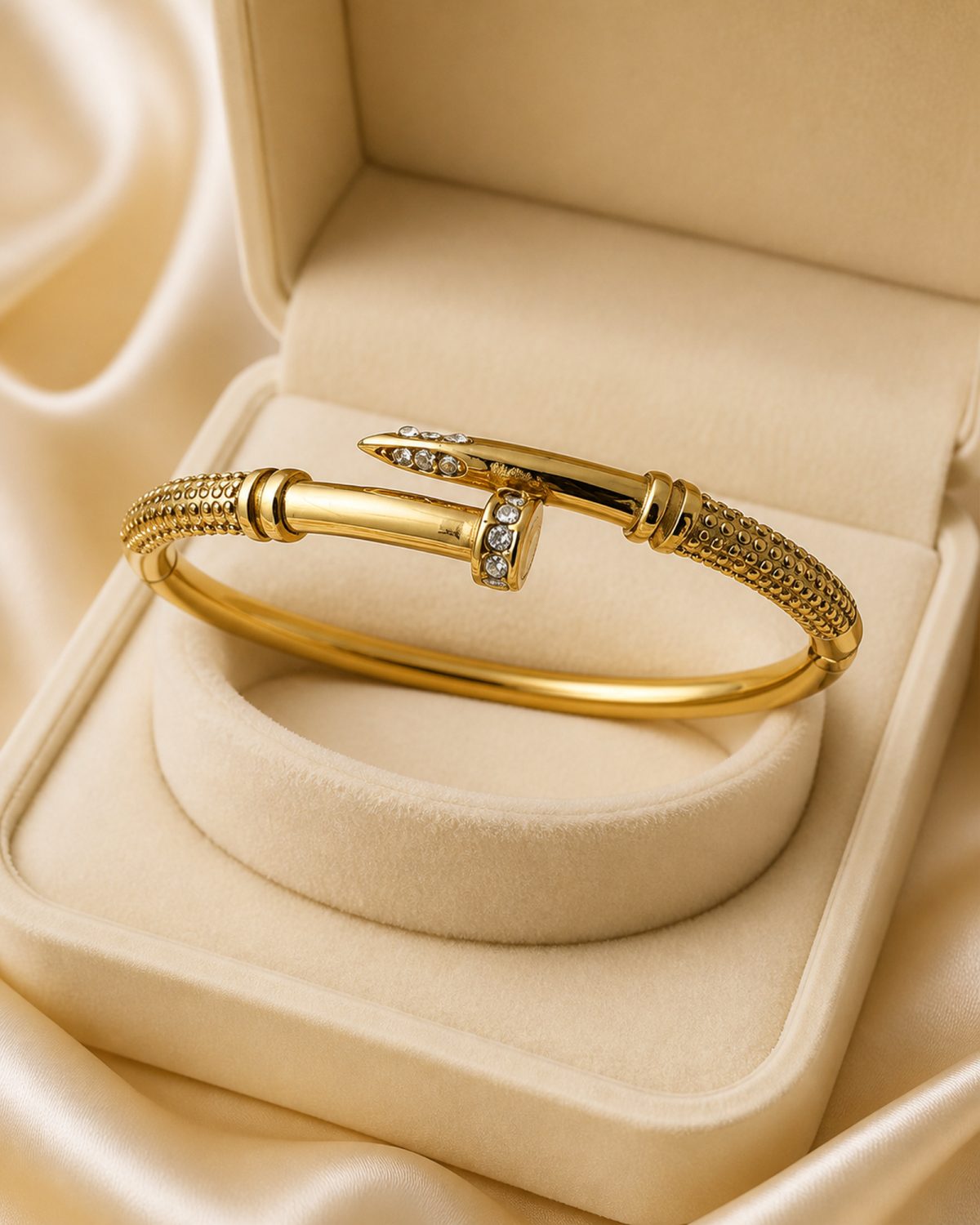 Celina Crystal Nail-Wrap Gold Bangle