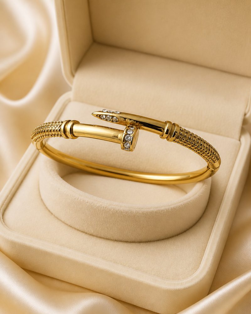 Celina Crystal Nail-Wrap Gold Bangle