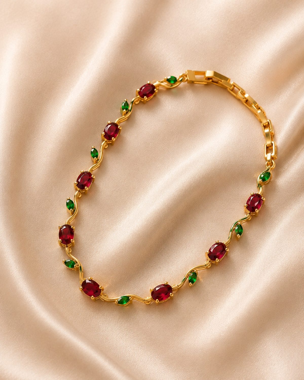 Ruby Emerald Tulip Bracelet