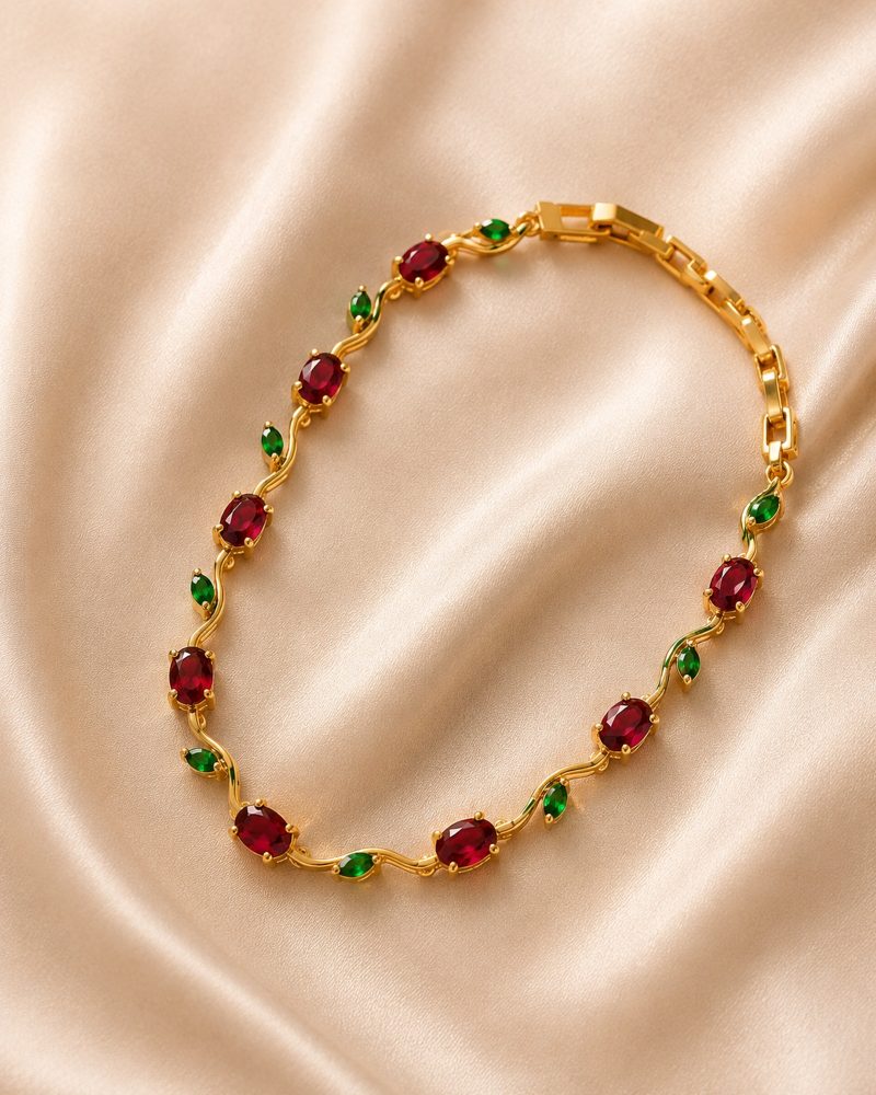 Ruby Emerald Tulip Bracelet