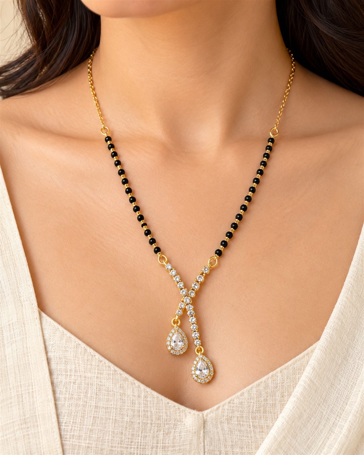 Twin Teardrop Mangalsutra