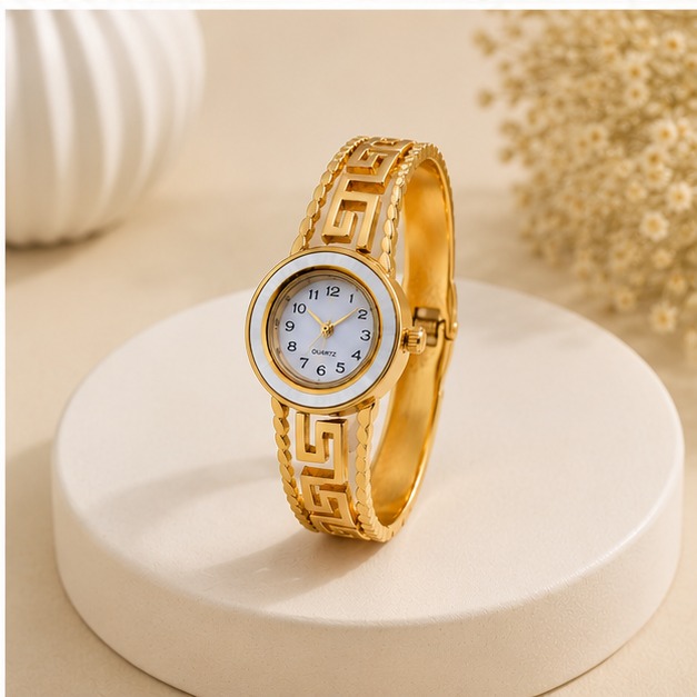 Greek Pattern Gold Bracelet Watch