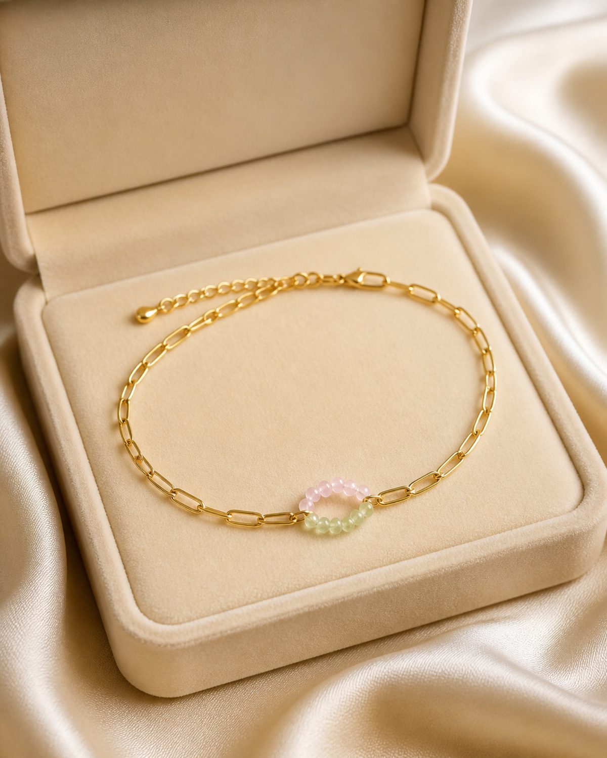 Pastel Beaded Circle Link Bracelet