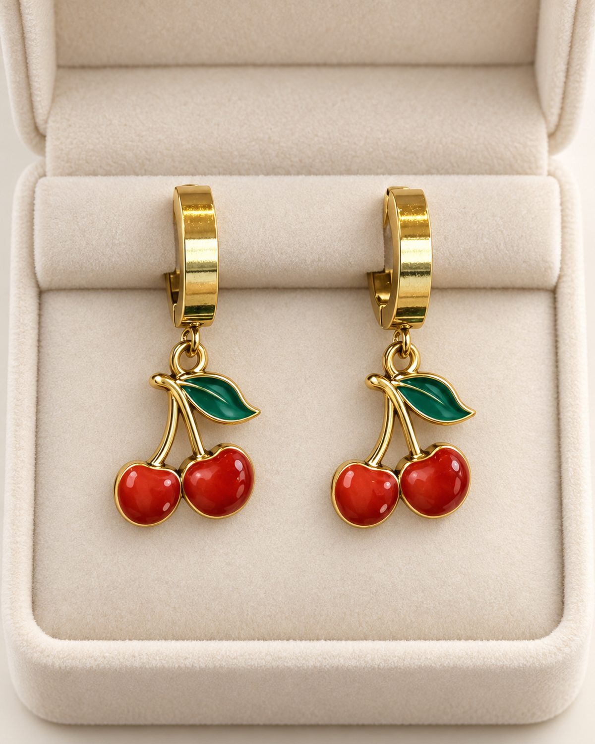 Cherry Duo Charm Hoop Earrings