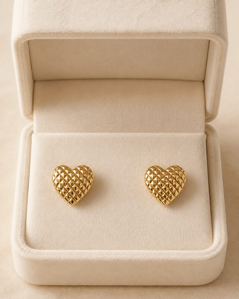 Aurelia Quilted Heart Stud Earring
