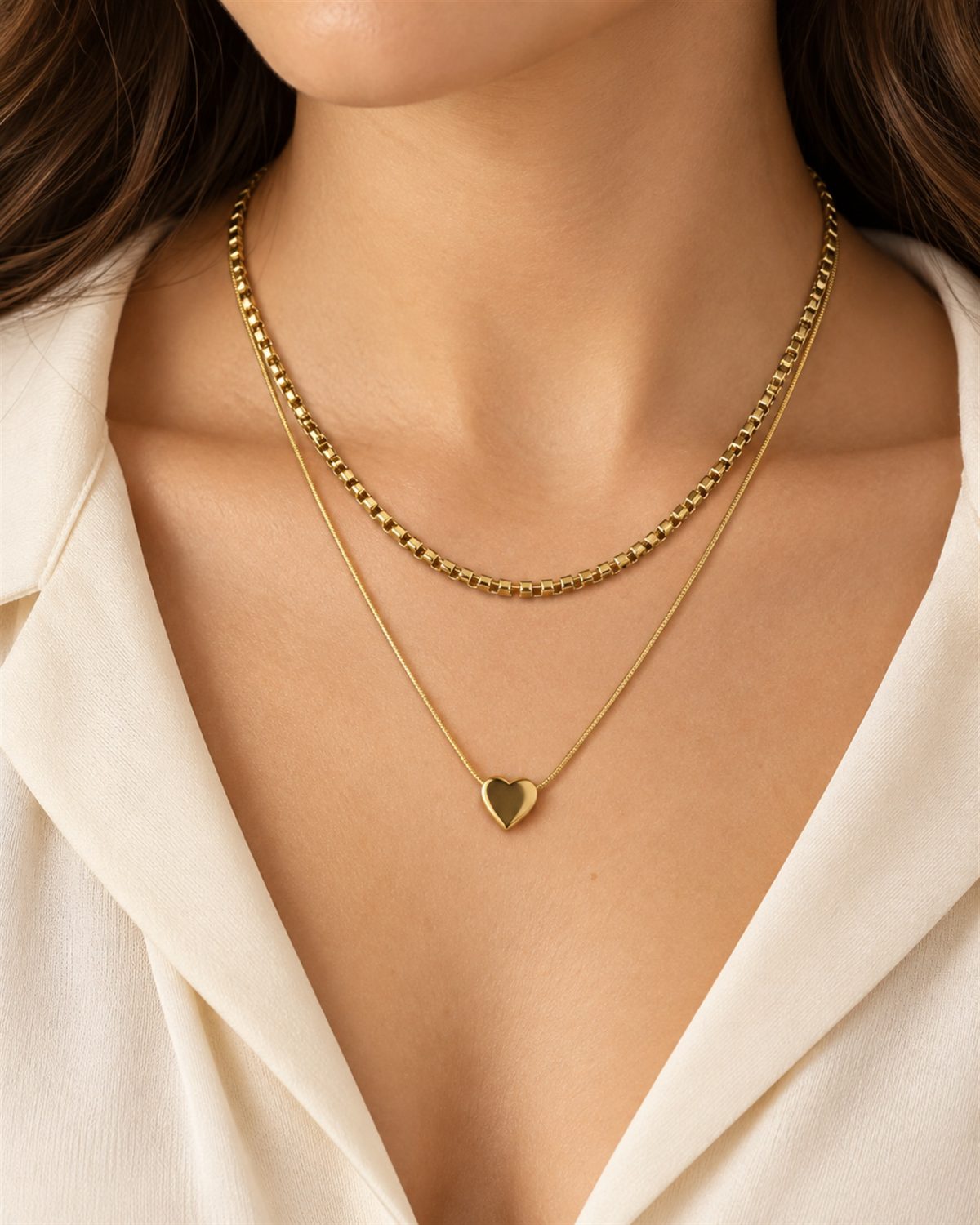 Golden Heart Duo Necklace