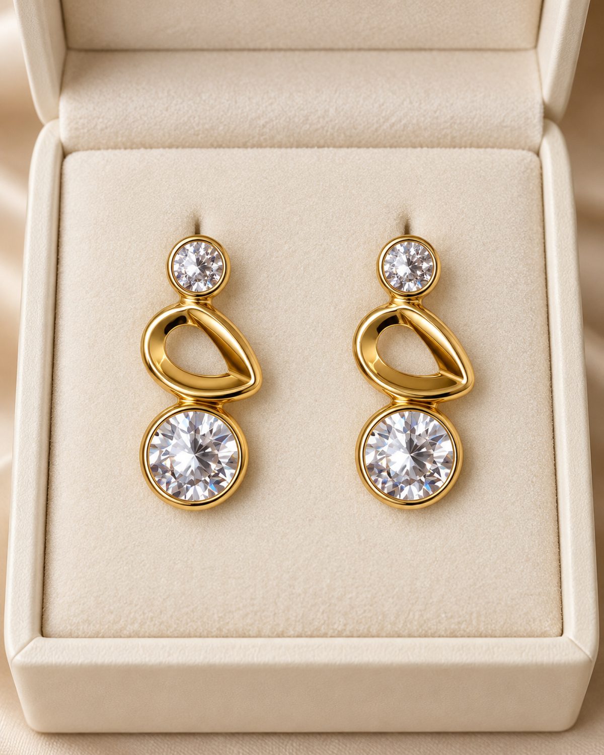 Elara Sculpted Clear Stone Drop Earrings