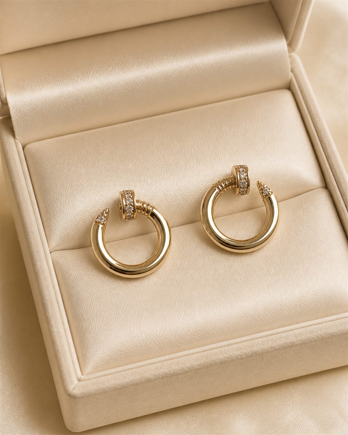 Gold Crystal Open C-Hoop Earrings
