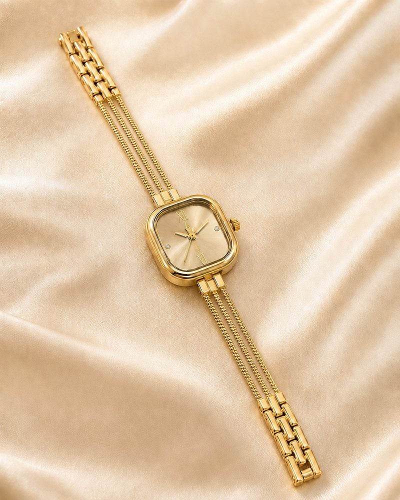 Celeste Triple-Chain Gold-Tone Bracelet Watch