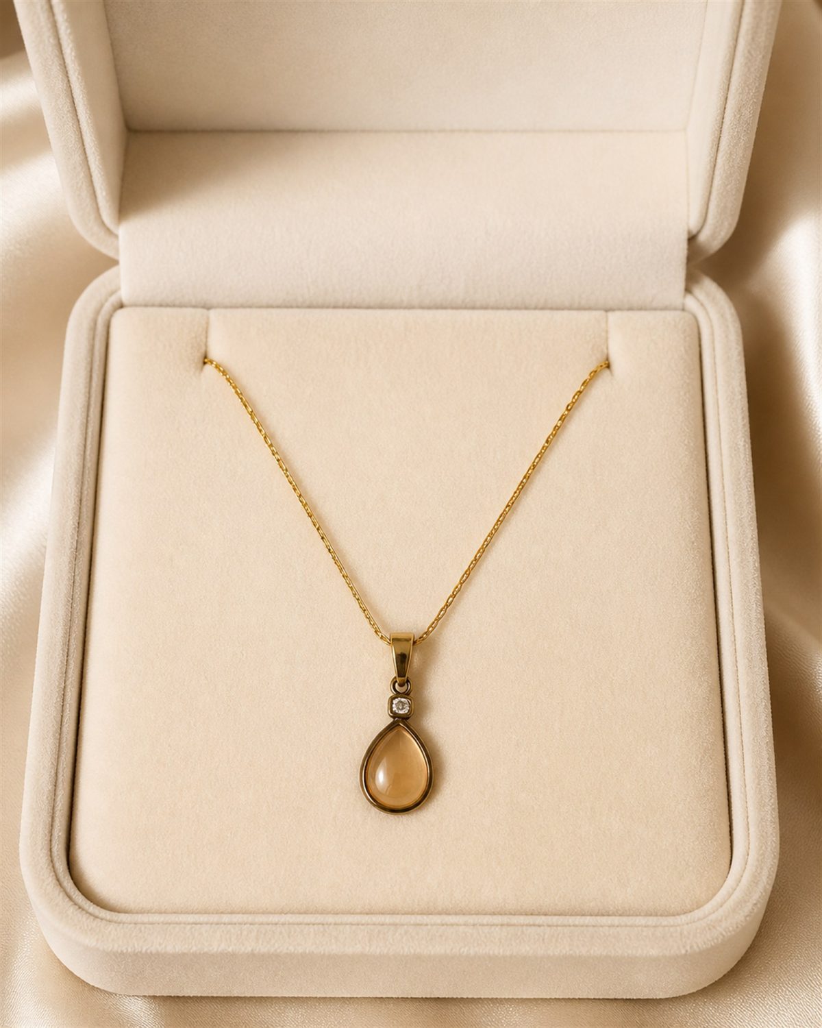 Golden Amber Teardrop Necklace