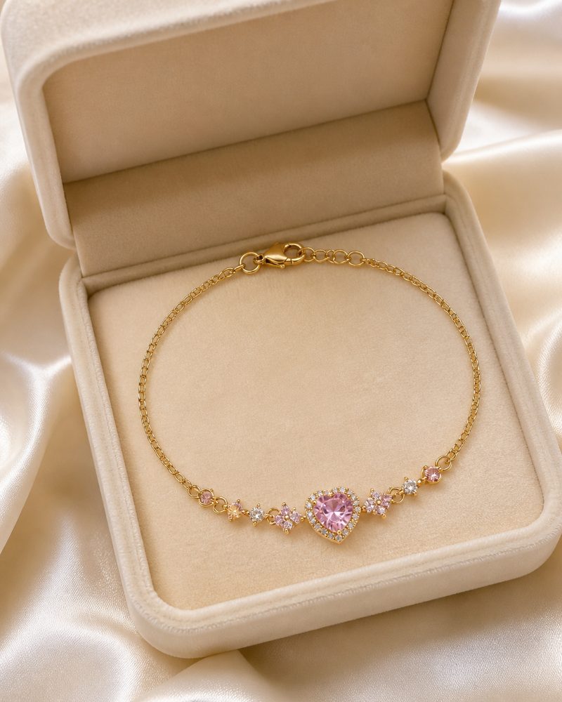 Blush Heart Crystal Halo Bracelet