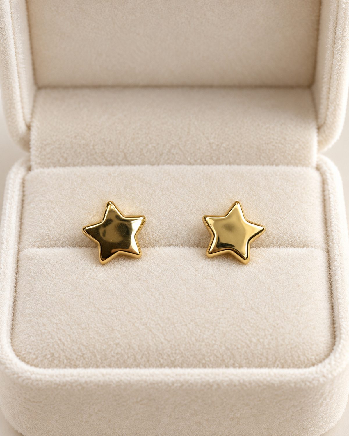 Golden Puffy Star Stud Earrings